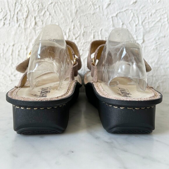 Alegria Carina Pink/Beige/Gold Leather Thong Sandals - Women's 37/6.5 - Picture 5 of 9